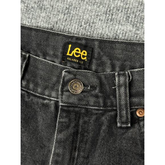 Vintage Lee Jeans 36x32 Black Denim Straight Fit - Picture 4 of 16